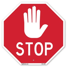 Stop 6 inch X 6 inch Octagon Plastic Sign Weather Resistant, UV Protected for Workplace, Private Property, and Construction Site, Made in the USA