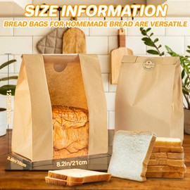 30 PCS Sourdough Bread Bags for Homemade Bread - Sukh Kraft Bakery Bags with Window Brown Paper Bread Bags for Sourdough Rounds Bread Loaf Bags with Labels for Storage Packaging(12.5x8.2x3.9 Inch)