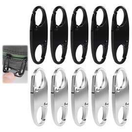Pack of 10 Metal Zip Clip, Anti-Theft Backpack Zipper Double Lock 8 Type, Black/Silver Backpack Lock, Zip Lock for Luggage, Backpack, Handbag, Purse