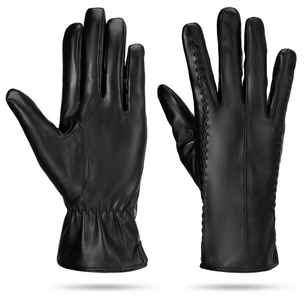 FRIUSATE Womens Leather Gloves Black Cashmere Lining Thick Ladies Leather