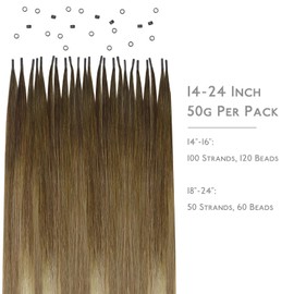 WENNALIFE I Tip Hair Extensions Human Hair Extensions For Women 50g 50s 18 Inch Ombre Walnut Brown to Ash Brown and Bleach Blonde Itips Rallonge Cheveux Humain Remy Itip Human Hair Straight Invisible