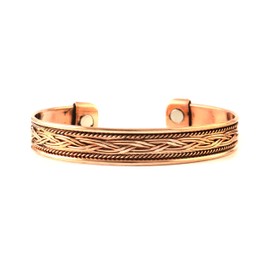 JewarHaat Indian Handcrafted Hand Forged with Solid and High Gauge Tibetan Style Minimalistic Elegance Copper Bracelet for Women and Men, Medium, Copper, no gemstone