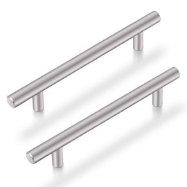 Probrico 5 Pack 6-3/10" Solid Stainless Steel Cabinet Pulls T Bar Modern Euro Style Brushed Nickel Kitchen Cupboard Handles Dresser Drawer Pulls Kitchen Cabinet Hardware 8-4/5" Length