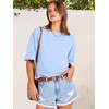 ANRABESS Women Linen Shirts Short Sleeve Oversized Casual Loose Crop