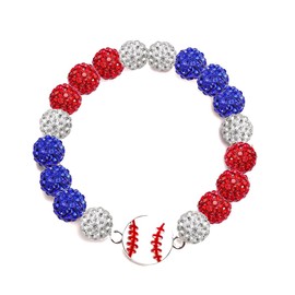 TYQSY Baseball Bracelets, Ice Collection Bracelets, Baseball Rhinestone Bracelets for Men, Baseball Accessory Beaded Bracelets, Athletes Inspired Baseball Drip Bling Bracelet for Baseball Team Lovers