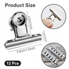 12 Stück Bull Hinge Clips, 38 mm, silberfarbener Edelstahl-Bulldog-Clip, Mini-Metallklammern,