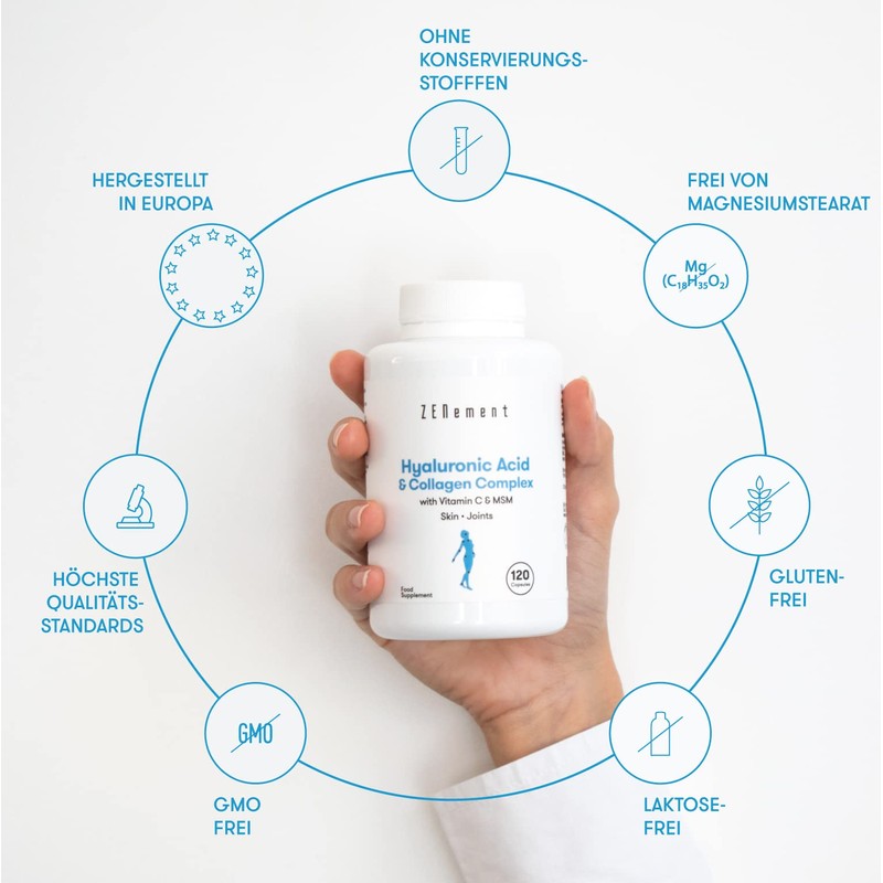 Hyaluronic Acid Collagen Complex, Skin & Hair Complex Enriched with