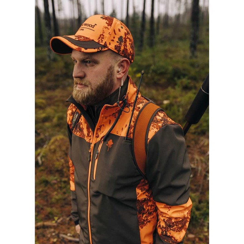 Pinewood 2-Colour Camouflage Cap for Driven Hunting in Signal Oragne