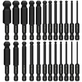 Ball End Hex Head Allen Wrench Drill Bit Set (24PCS Metric & SAE), LATTOOK 1/4" Quick Release Shank Ball End Hex Bit Set Allen Key Bit Set, Magnetic S2 Steel