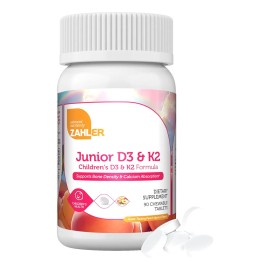 Zahler Junior D3 K2 Vitamina D 90 Tabletas Masticables Sabor Durazno