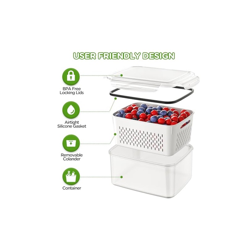 4-Pack All-In-One Fruit Storage Containers with Strainer