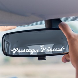 Wogomz 3PCS Passenger Princess Car Sticker, Cute Funny Letter Car Decals, Rearview Mirror Stickers for Cars, Auto Window Mirror Decal Decoration, Vehicle Mirrors Stickers for Women Girls (White)