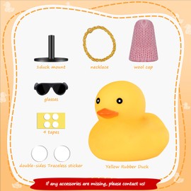 AILOVETECK Ducks for Cars Dashboard, Rubber Ducks with Duck Plug Mount, Dashboard Duck for Car Jeep Decoration, Funny Car Dashboard Accessories Gift, Yellow Duck with Pink Knit Hat