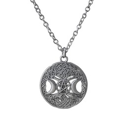 Coventum Triple Moon Necklace Moon Charm Necklace with Hecate Pendant Adjustable Silver Necklace Chain with Triple Moon Goddess Hecate Symbol Witchy Jewelry for Women
