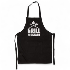 MIJOMA Funny BBQ Apron for Men - 100% Cotton, Cooking Apron, Adjustable Neck Strap, 60 x 80 cm - For Barbecue Party, Kitchen & BBQ, Black - Grill Sergeant