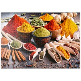 MyPuzzle A Variety of Spices and Herbs on the Kitchen Table - Premium 1000 Piece Puzzle - MyPuzzle Special Collection by Puzzle Galaxy