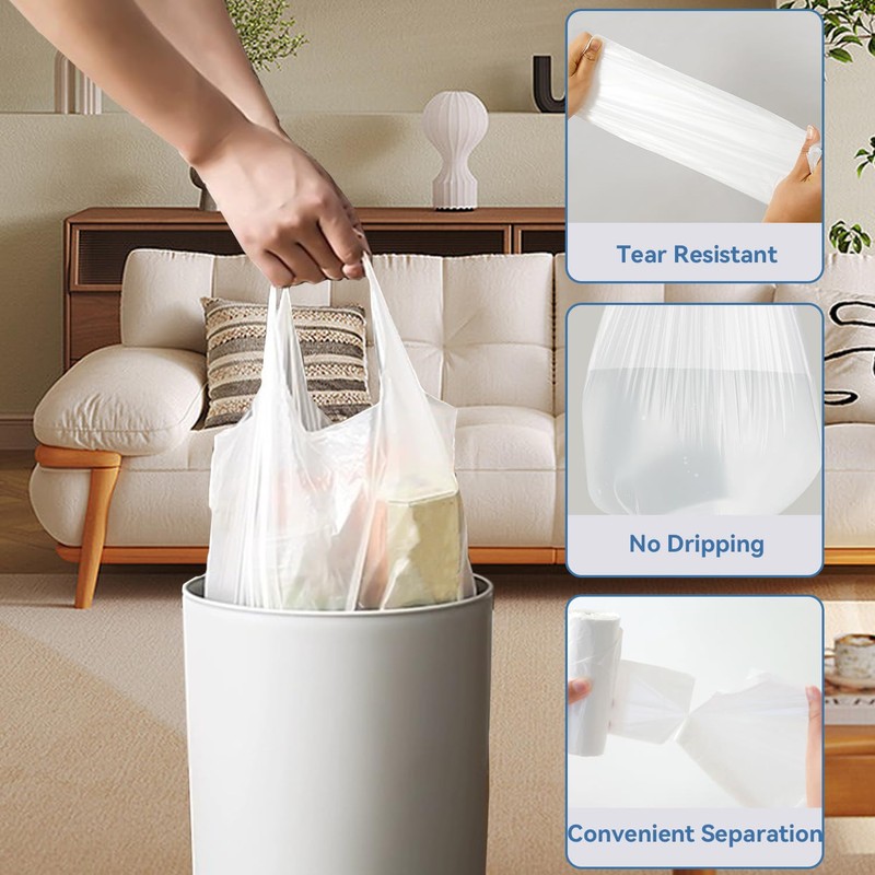 Waikas 4 Gallon Trash Bag with Handles, Pack of 80,