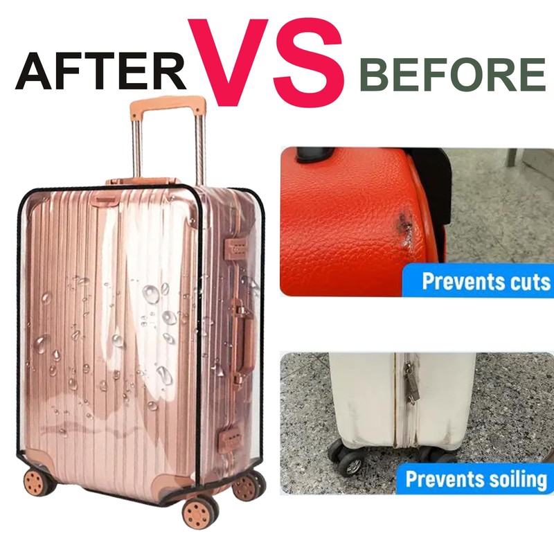 3 Piece Suitcase Covers for Luggage Sleeve Clear PVC Waterproof
