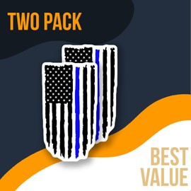 Thin Blue Line American Flag Sticker - Police Support Decal - Distressed USA Flag Sticker - Car Window Decal - Laptop Sticker - Vinyl Decal - Durable Decorative Desi - AAS0839