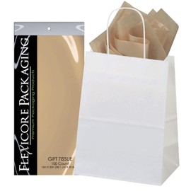 5ct White Paper Gift Bags + 10ct Gift Tissue