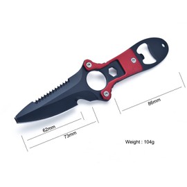 JPCRMOV Diving Knife with Leg Strap Nylon Sheath, Diver's Utility Knife Fixed Blade serrated knife (Red Handle)