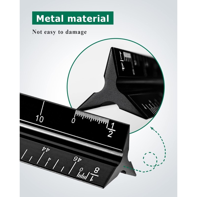 Gwybkq Architectural Scale Ruler 3 Pack Aluminum Triangular Ruler 12