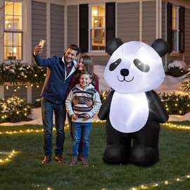 6 Feet Tall Inflatable Panda Decorations – Blow Up Outdoor Lawn Decor with LED Light, Cute Standing Panda Inflatable for Yard, Outside, Indoor, Holiday Party and Christmas Decorations