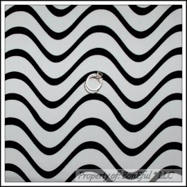 Signature BonEful Fabric FQ Cotton Quilt Black White B&W Wavy VTG Stripe Clown Baby Harley