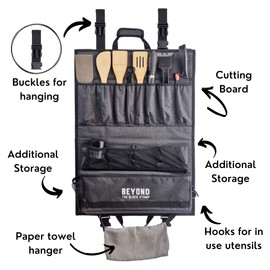 Camp Kitchen Organizer and Utensil Kit - Set of 14 - Travel Organizer - Grill Accessories - Portable Camping Gear