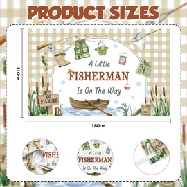 AIBIIN Fishing Baby Shower Backdro A Little Fisherman is on The Way Banner It’s a Boy Gone Fishing Party Decoration for Boys Little Fisherman Lake Rustic Fishing Theme Photo Props 70.8x43.3inch