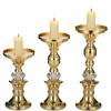 3 Pcs Gold Pillar Candle Holders Set, Elegant Metal Crystal