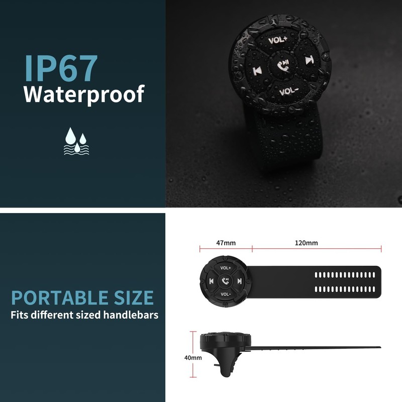 Jaesien Bluetooth Media Button Remote,Waterproof Wireless Music Controller for Car