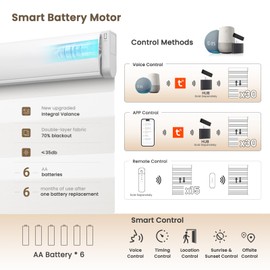CITOLEN Motorized Blinds with Integral Valance Zebra Upgraded Smart Custom Size Automatic for Windows Remote Control Electric Shades Alexa/Google Blinds,White, 39''Wx72''H (SM100)