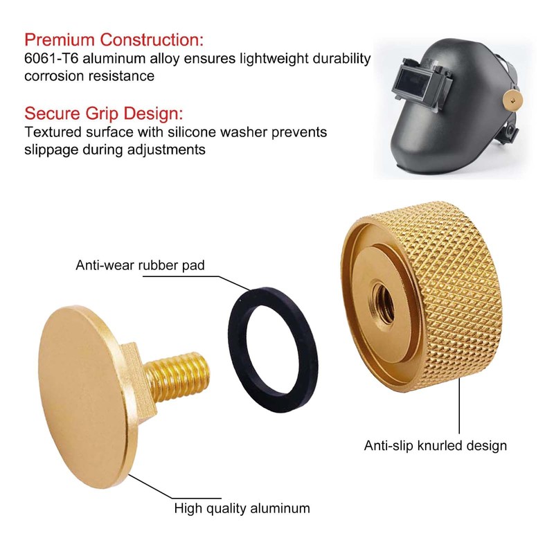 4 Pack Aluminum Alloy Welding Helmet Fasteners with Non-Slip Silicone
