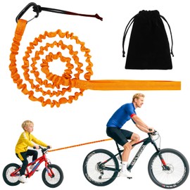 CycForge Elastic MTB Tow Rope–Parent-Child Mountain Bike Towing Strap Reflective traction, Portable Outdoor Bungee Cord for Adults & Kids（Orange）