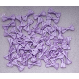 Sowaka 50 Pcs Mini Bow Ribbon Satin Soft Black Appliques Boutique Bow Ties for DIY Crafting Sewing Project Making Scrapbooking Embellishment DIY Decoration Wedding Parties Gift Décor (Light Purple)