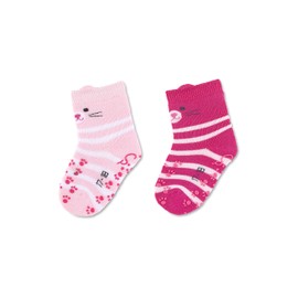 Sterntaler Baby Girls ABS Crawling Socks DP Katzeng Socks Pink 17/18.2 Pack, pink