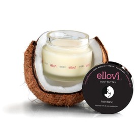 Ellovi All-Natural Unisex Body Butter - Noir Blanc - Pure Enough to Eat - Made With Just 6 Vegan Ingredients - 100% Plant-Based Hydrating Moisturizer For Naturally Healthy Skin (1 fl. oz/33ml)