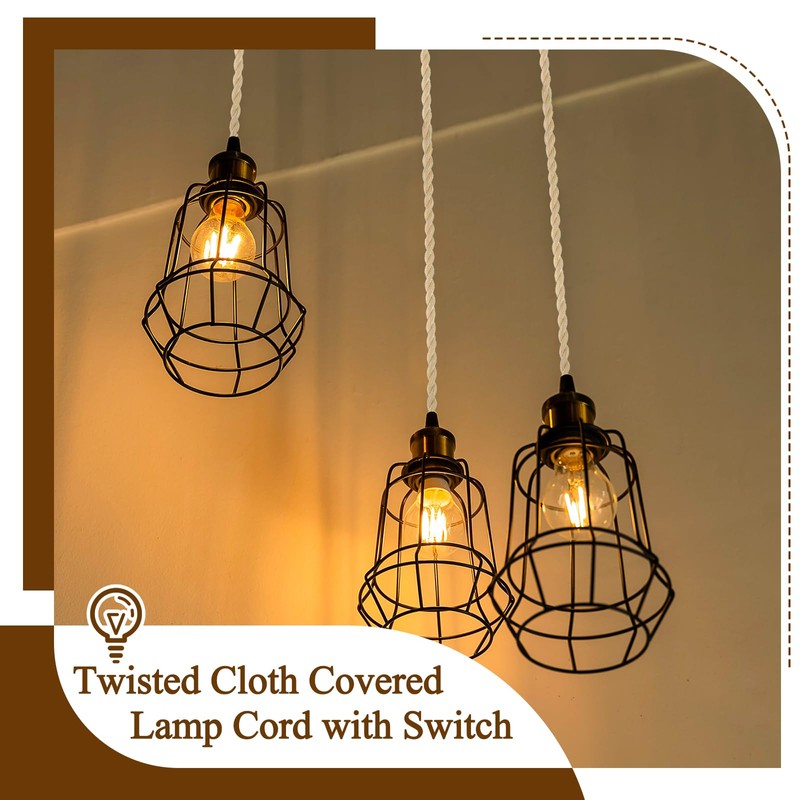 Relaxweex Twisted Cloth Covered Lamp Cord with Switch and Plug,