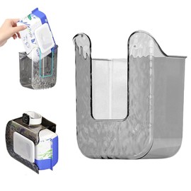 Wall Mounted Wipes Holder, Wipes Wall Mounted Holder, Bathroom Wipes Holder, Toilet Wipes Holder, Punch-Free Wipes Dispenser, Wipe Holder for Bathroom, Kitchen, and Bedroom (Grey)