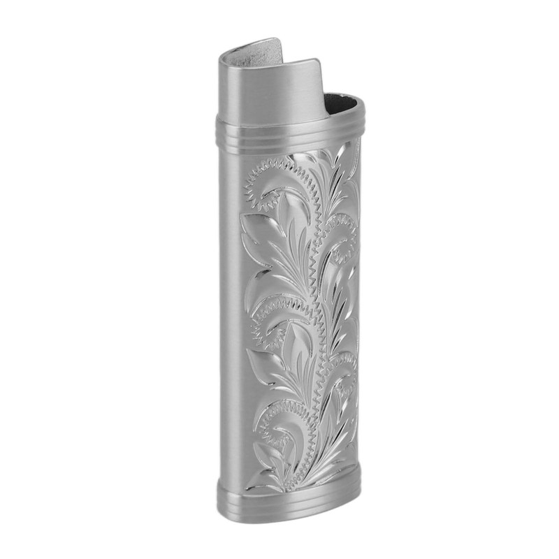 2Pcs Lighter Case Zinc Alloy Lighter Storage Container Floral Pattern