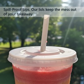 Nationwide Paper 90mm Flat Lid with Cross Hole, Fits 16oz & 20oz Cups, Spill-Resistant & Convenient, Pack of 100