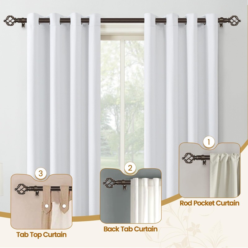 KAMANINA Bronze Curtain Rod 32 to 58 Inch(2.6-4.8ft), Adjustable Curtain