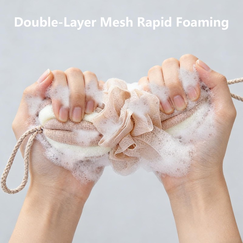 LUFFLOK 3 Pack Mesh Bath Sponges, Stretchable Body Back Scrubber