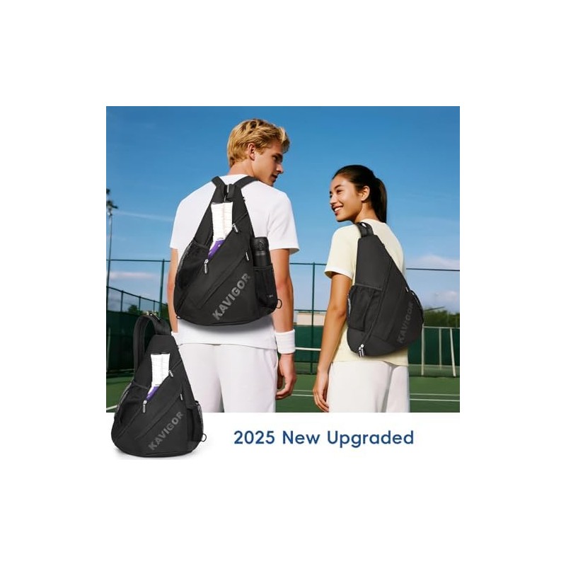 Pickleball Sling Bag Organizer for Paddles and Gear, Lightweight Crossbody