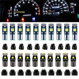 40 bombillas LED T5 T10 194, kit de luces LED con enchufes, luces de tablero regulables de 300 lm para reparación de medidores de velocímetro, Plug and Play, color blanco