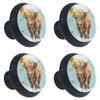 KikandKo 4 Pieces Drawer Knobs 35MM Cow with Sunflower Kitchen