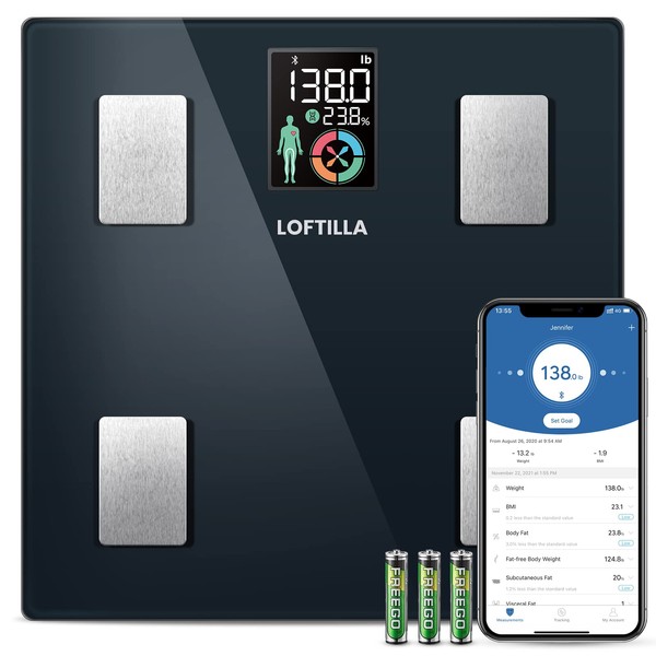 LOFTILLA Smart Scale for Body Weight, Weight Scale, Bathroom Scale, Body Fat Scale, Digital Scale with Color LCD Screen and Upgraded Accuracy, 400lbs, Dark Blue