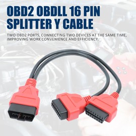 XUNCHY OBD2 Splitter 16 Pin OBD II Splitter Extension Y Cable, 1 Male to 2 Female Extension Cable Adapter, OBDII Extension Cord (1FT/ 30CM)