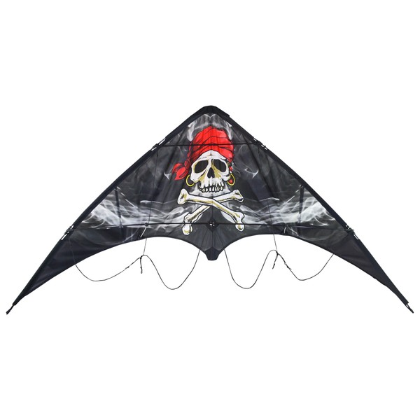 In the Breeze Smokin' Pirate Stunt Kite, Jolly Roger,48" W x 26" H x 8" D,1034